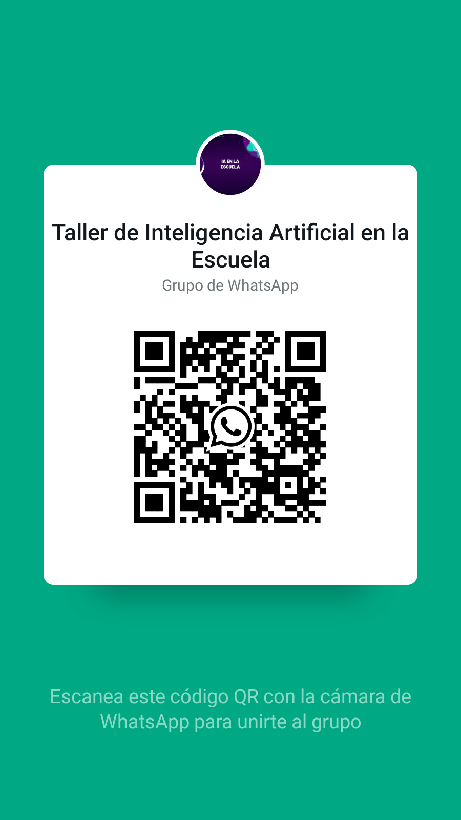 QR para unirse al grupo de Whatsapp "IA en la Escuela"