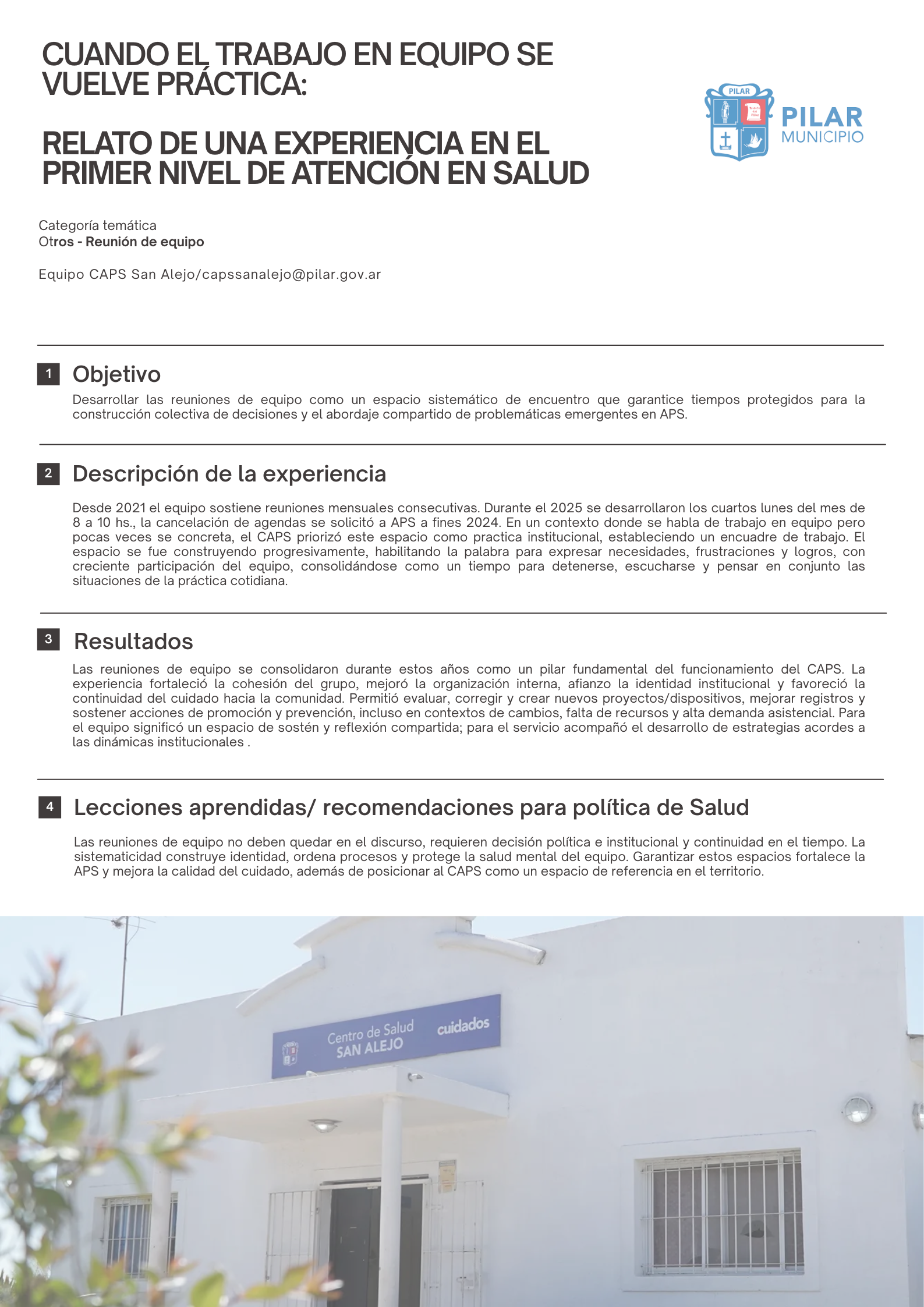 Cuando el trabajo en equipo se vuelve práctica
