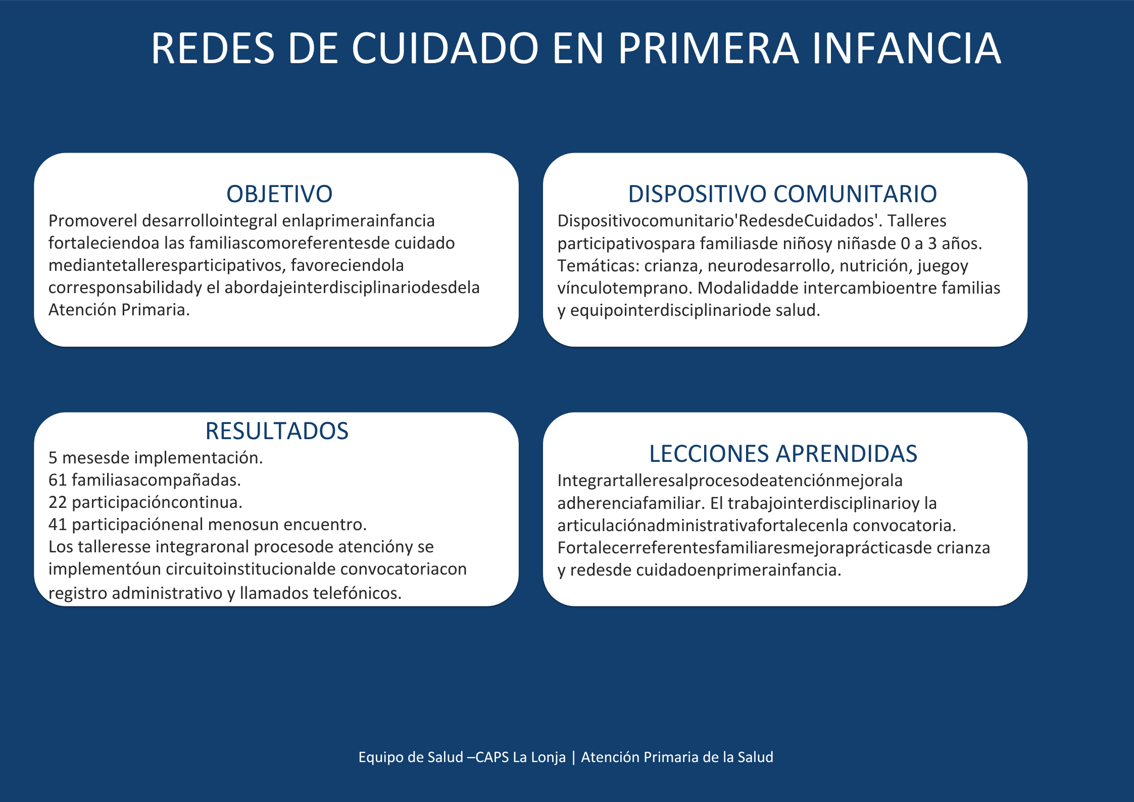 Redes de cuidado en primera infancia